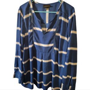 Lane Bryant Blue and White Tunic Top